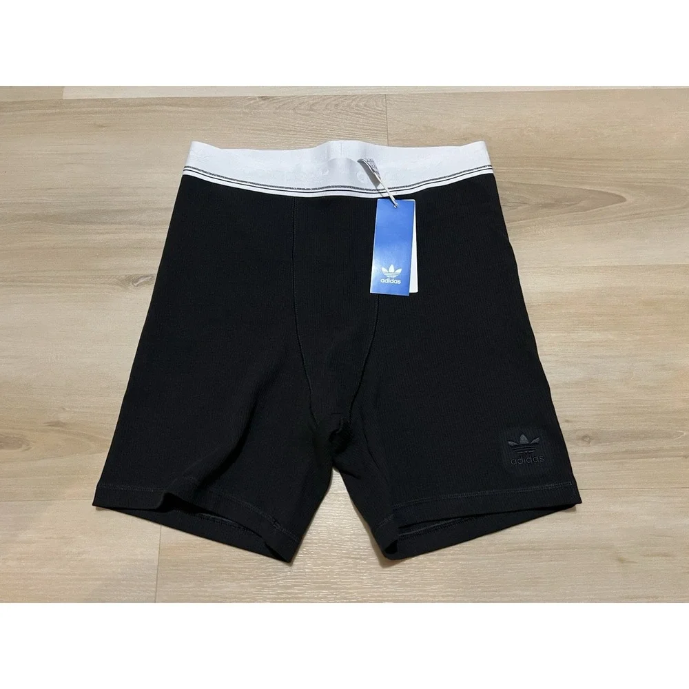 NWT Adidas Ribbed Shorts Tights Womens Black Medium NEW CS‎ Rib Short IS2364